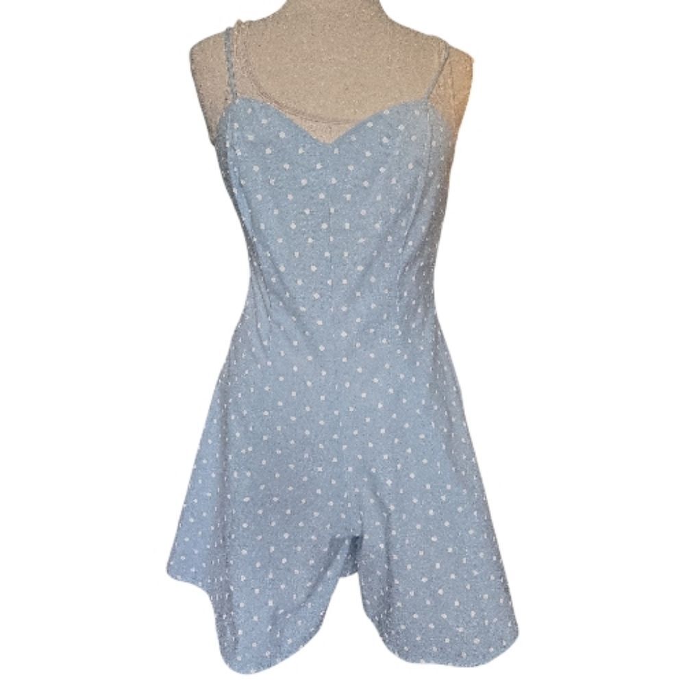 Vintage Light Blue Polka Dot Romper - 11/12